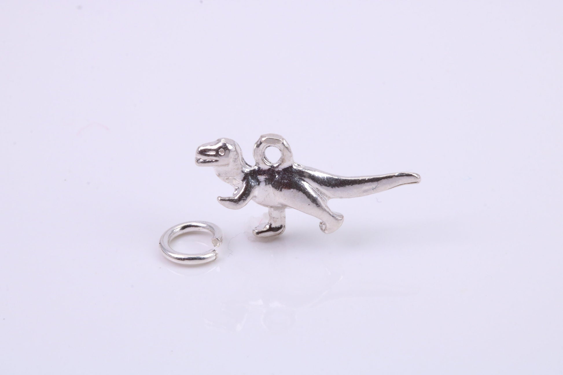 Dinosaur Charm, Traditional Charm, Made from Solid 925 Grade Sterling Silver, Complete with Attachment Link