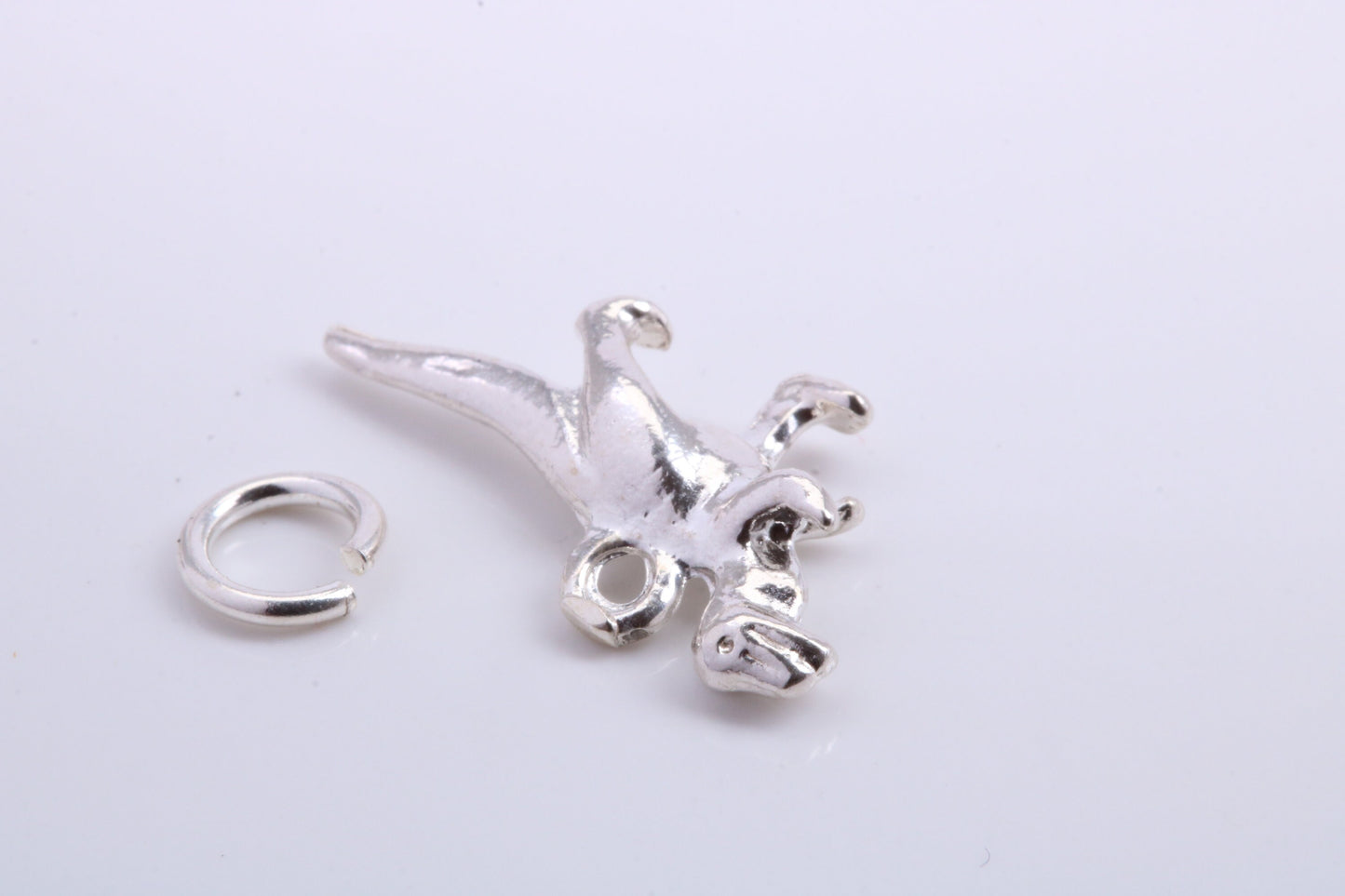 Dinosaur Charm, Traditional Charm, Made from Solid 925 Grade Sterling Silver, Complete with Attachment Link