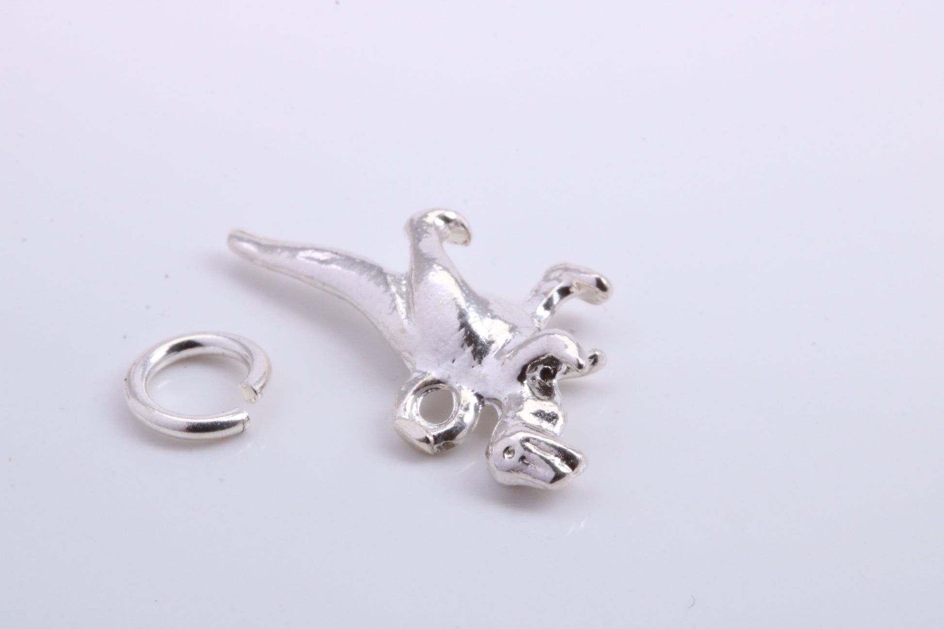 Dinosaur Charm, Traditional Charm, Made from Solid 925 Grade Sterling Silver, Complete with Attachment Link