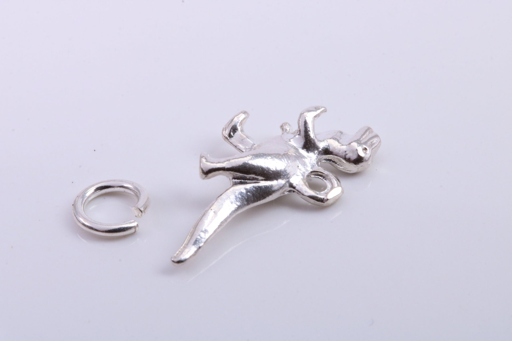 Dinosaur Charm, Traditional Charm, Made from Solid 925 Grade Sterling Silver, Complete with Attachment Link