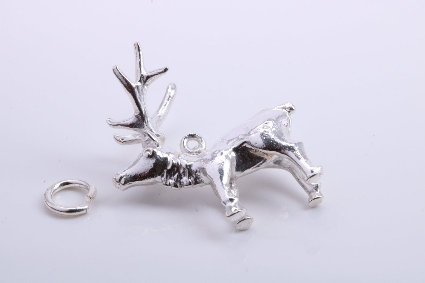 Stag Charm, Traditional Charm, Made from Solid 925 Grade Sterling Silver, Complete with Attachment Link