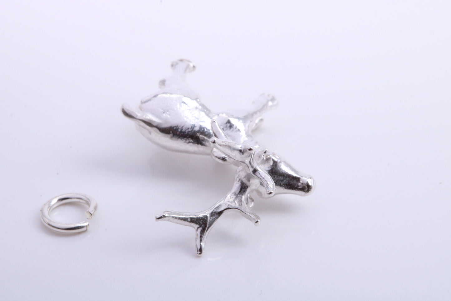 Stag Charm, Traditional Charm, Made from Solid 925 Grade Sterling Silver, Complete with Attachment Link