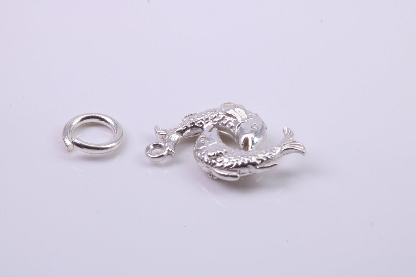 Salmon Fish Charm, Traditional Charm, Made from Solid 925 Grade Sterling Silver, Complete with Attachment Link