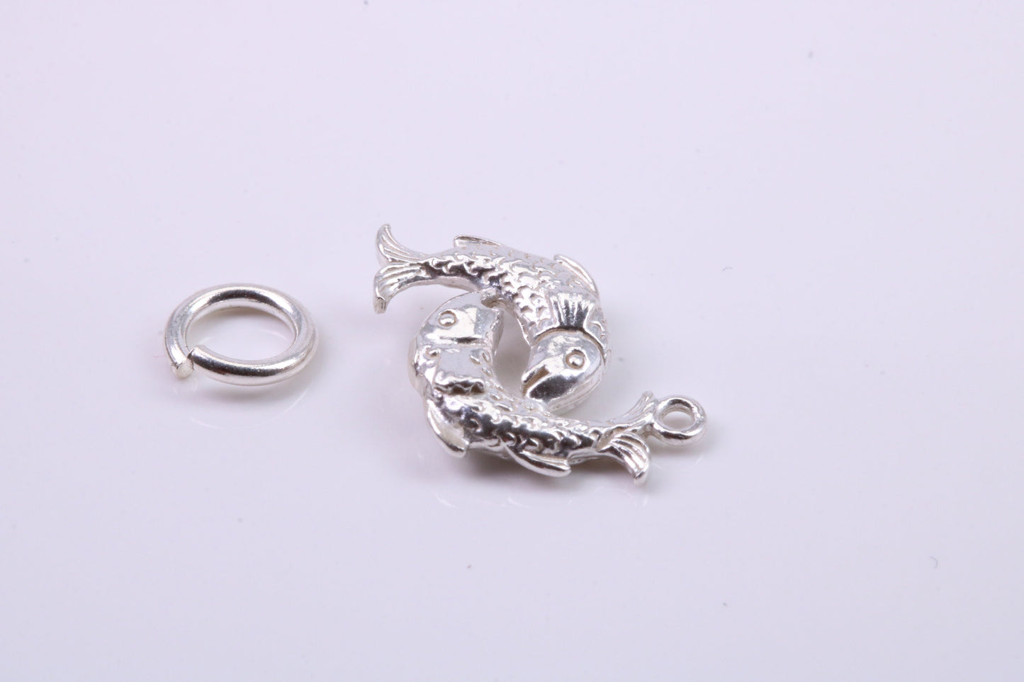 Salmon Fish Charm, Traditional Charm, Made from Solid 925 Grade Sterling Silver, Complete with Attachment Link