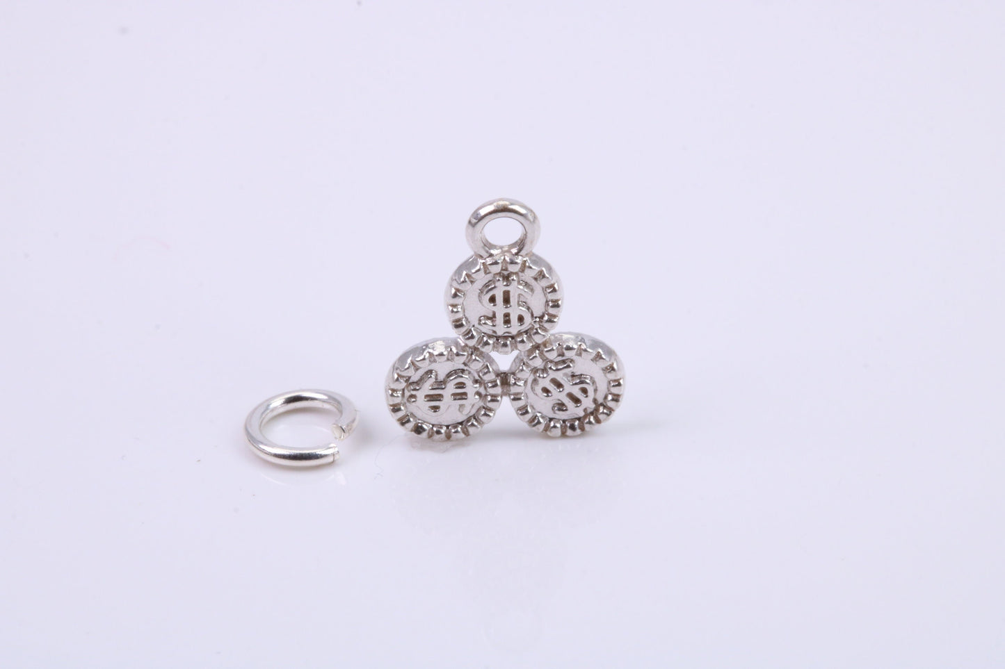 Casino Chips Charm, Traditional Charm, Made from Solid 925 Grade Sterling Silver, Complete with Attachment Link