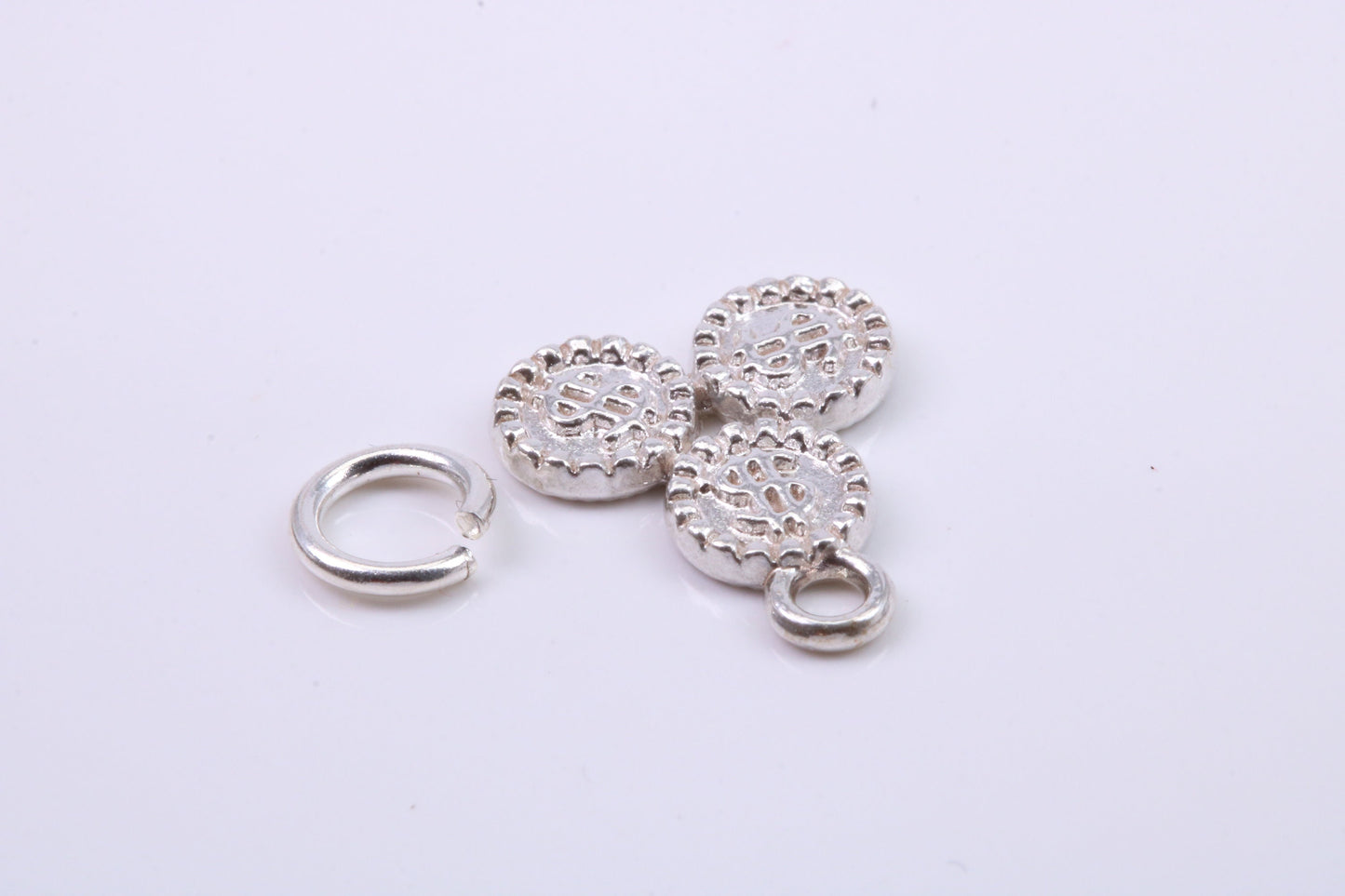 Casino Chips Charm, Traditional Charm, Made from Solid 925 Grade Sterling Silver, Complete with Attachment Link