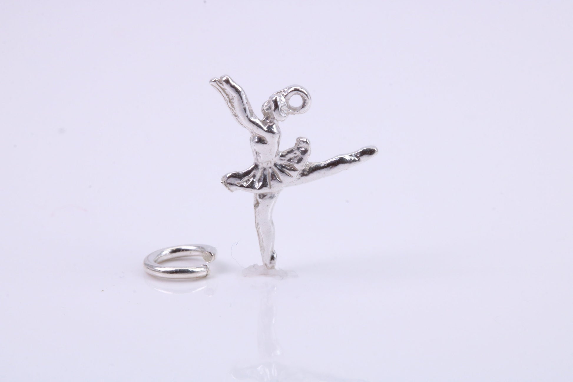 Ballerina Charm, Traditional Charm, Made from Solid 925 Grade Sterling Silver, Complete with Attachment Link