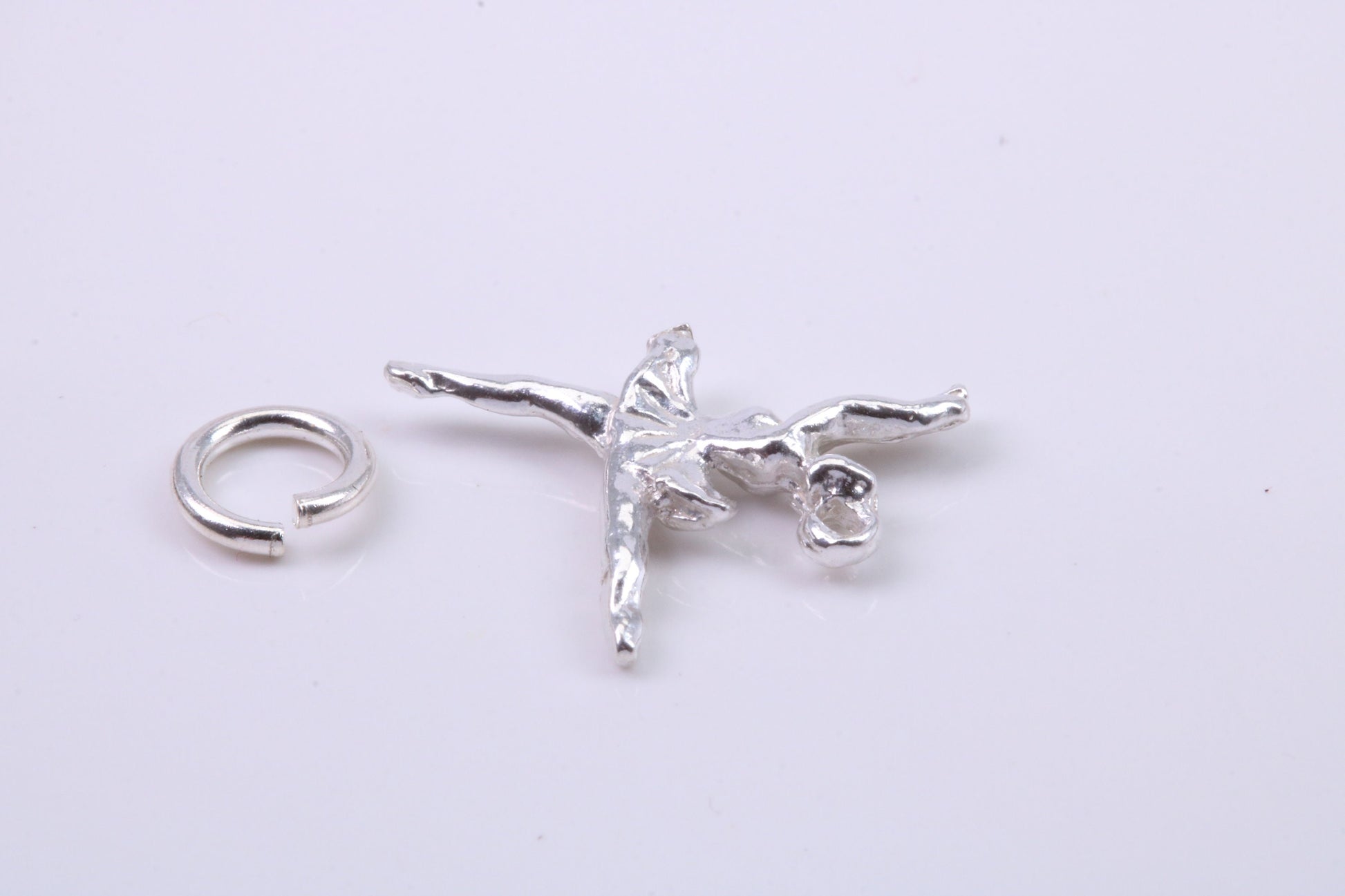 Ballerina Charm, Traditional Charm, Made from Solid 925 Grade Sterling Silver, Complete with Attachment Link