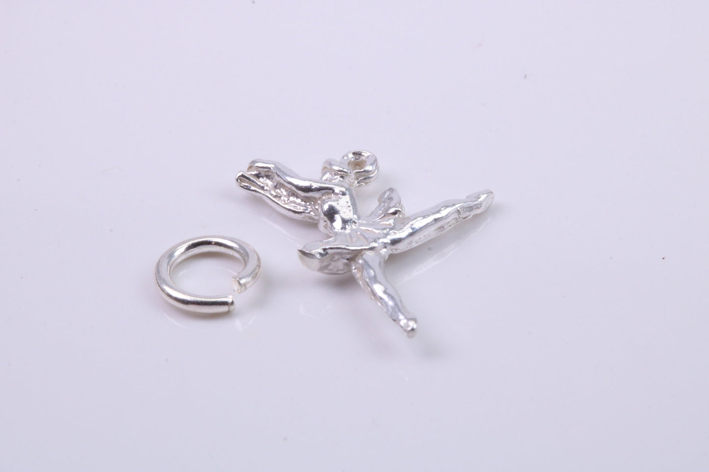 Ballerina Charm, Traditional Charm, Made from Solid 925 Grade Sterling Silver, Complete with Attachment Link