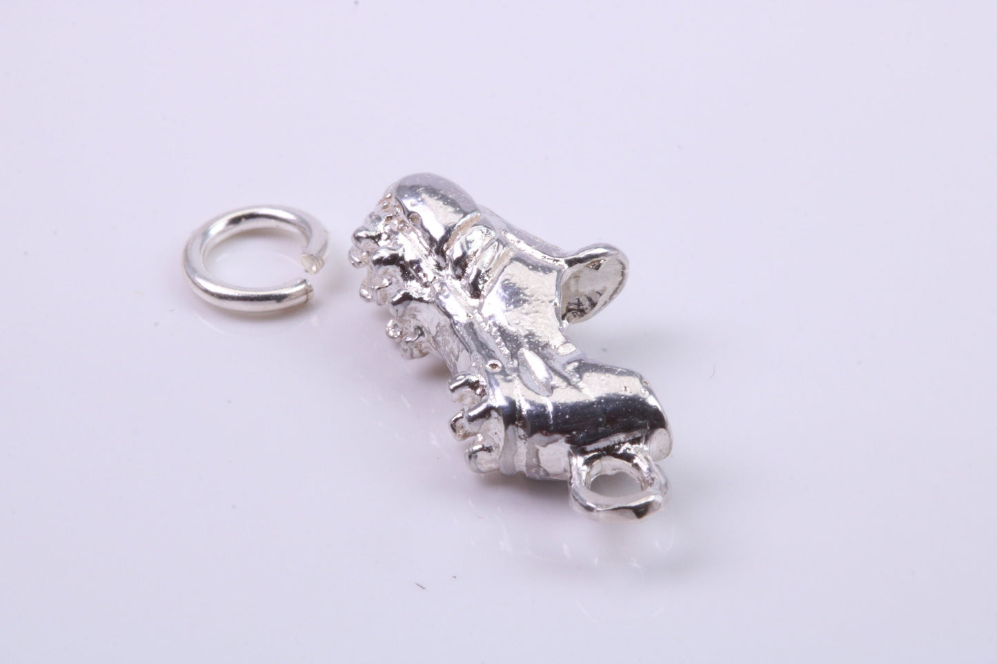 Football Boots Charm, Traditional Charm, Made from Solid 925 Grade Sterling Silver, Complete with Attachment Link