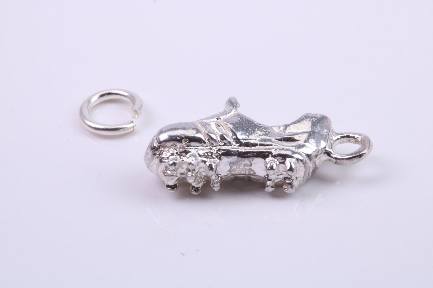 Football Boots Charm, Traditional Charm, Made from Solid 925 Grade Sterling Silver, Complete with Attachment Link