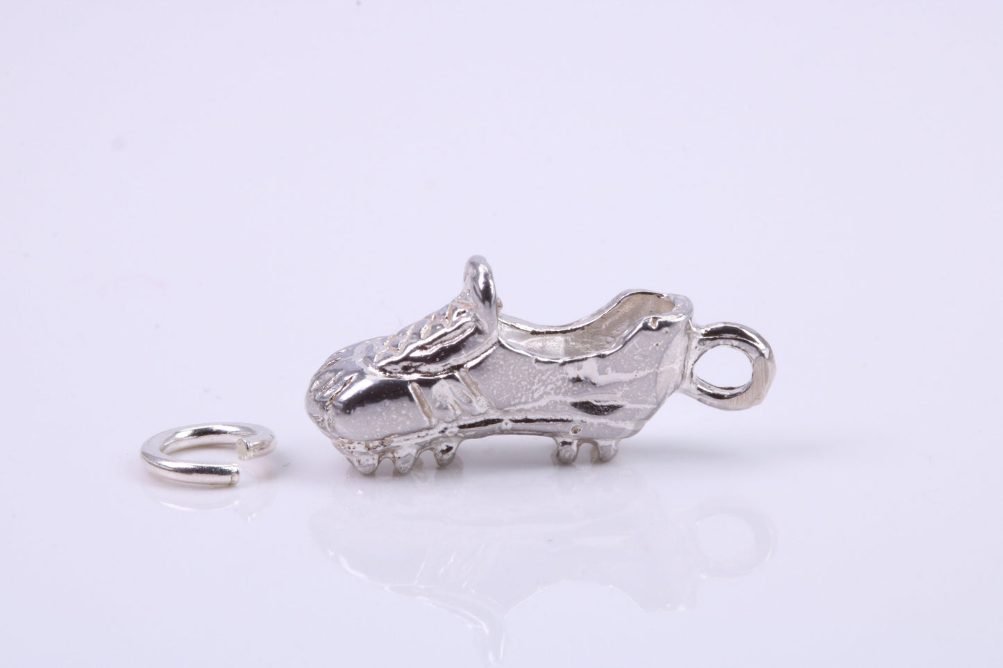 Football Boots Charm, Traditional Charm, Made from Solid 925 Grade Sterling Silver, Complete with Attachment Link