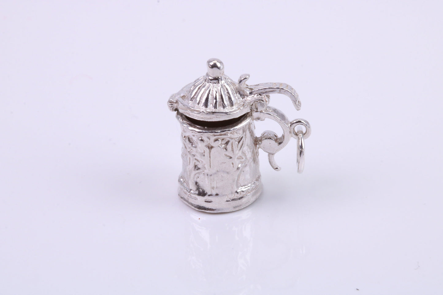 Beer Tankard Charm, Traditional Charm, Made from Solid 925 Grade Sterling Silver, Complete with Attachment Link