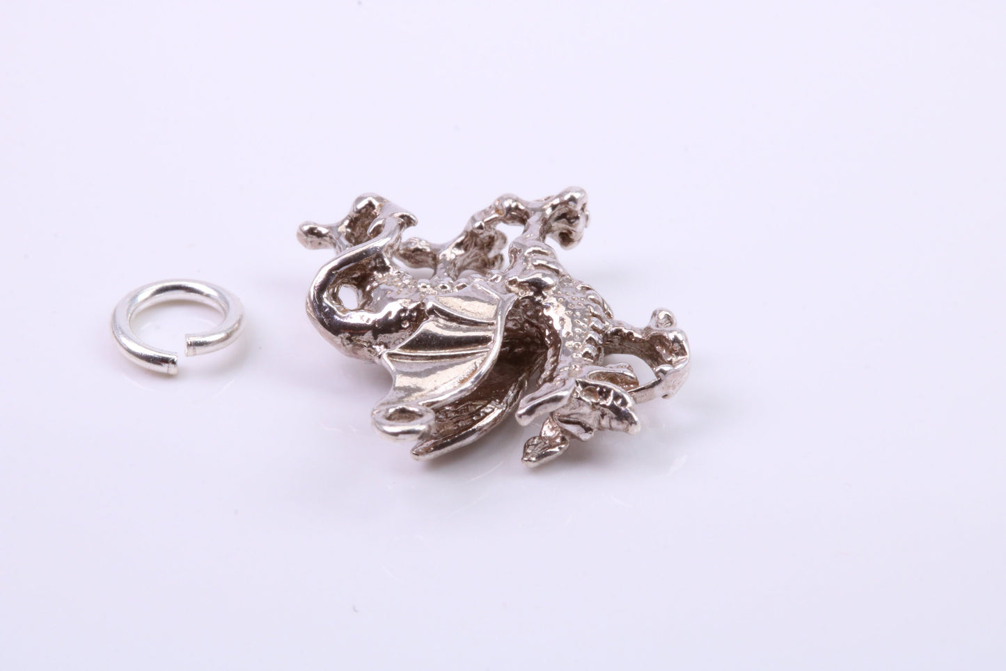 Welsh Dragon Charm, Traditional Charm, Made from Solid 925 Grade Sterling Silver, Complete with Attachment Link