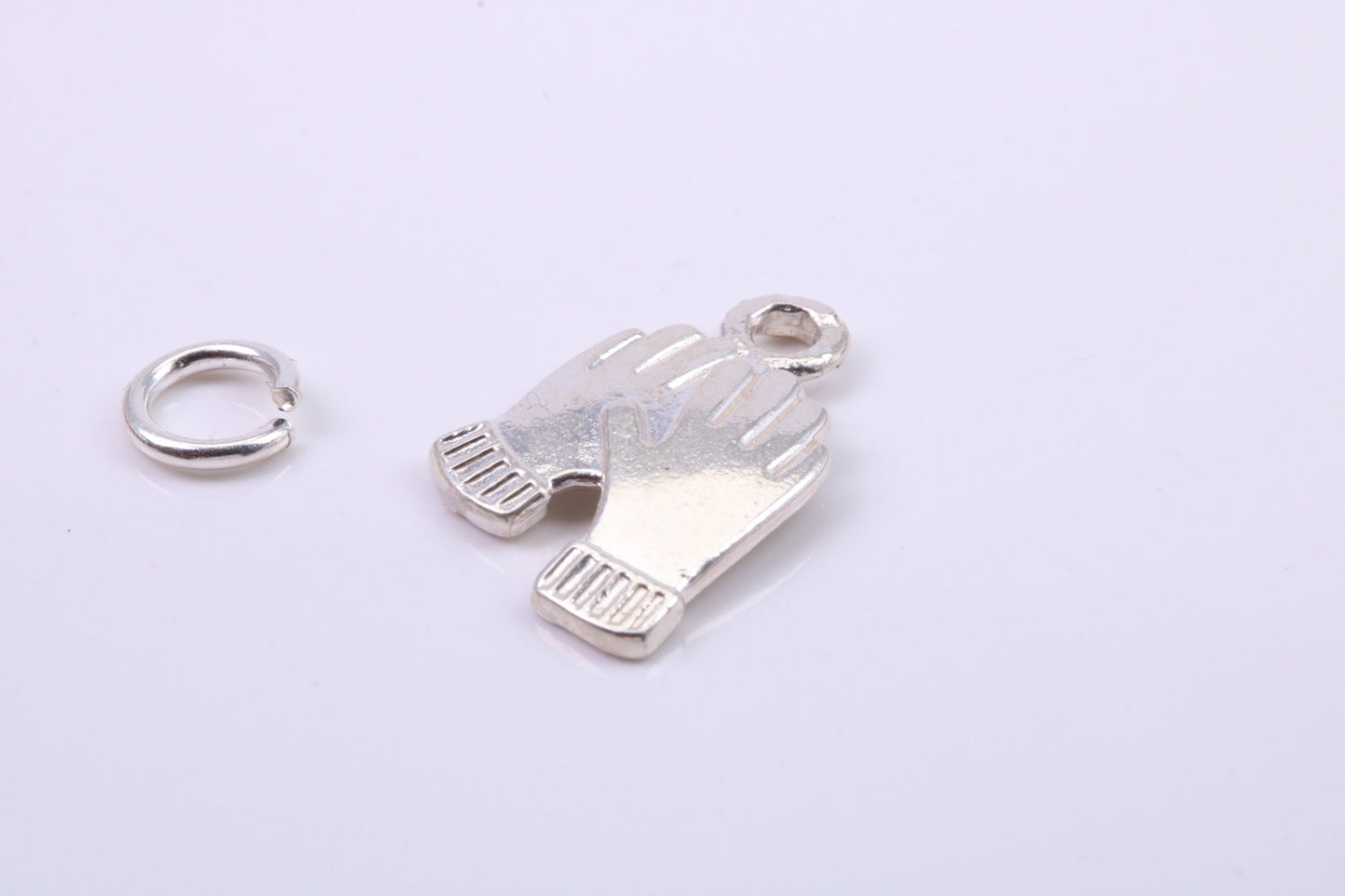 Gloves Charm, Traditional Charm, Made from Solid 925 Grade Sterling Silver, Complete with Attachment Link