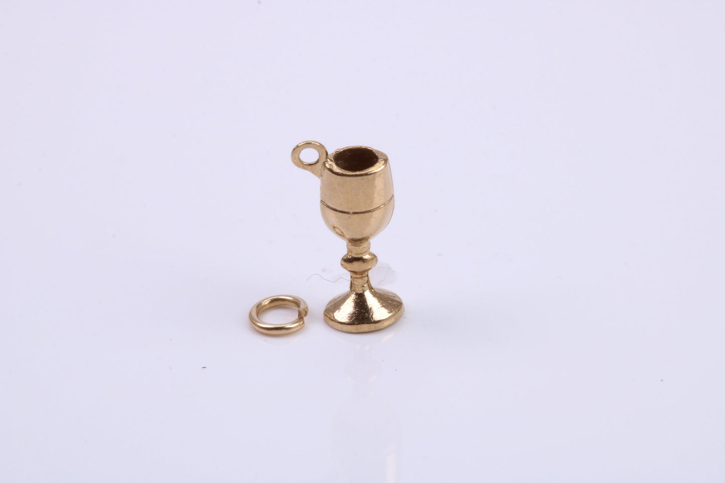 Wine Goblet Charm, Traditional Charm, Made from Solid 9ct Yellow Gold, British Hallmarked, Complete with Attachment Link