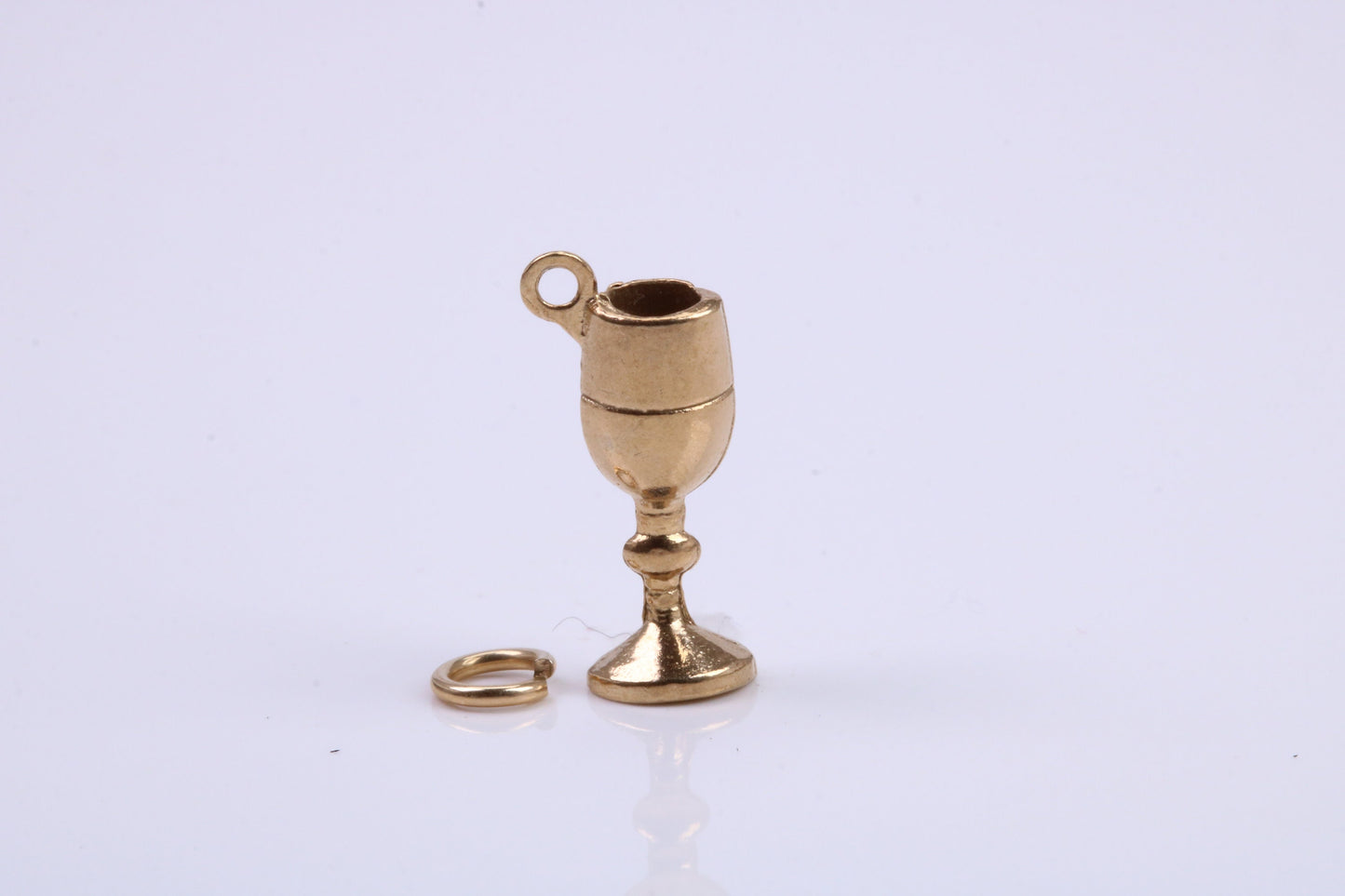 Wine Goblet Charm, Traditional Charm, Made from Solid 9ct Yellow Gold, British Hallmarked, Complete with Attachment Link