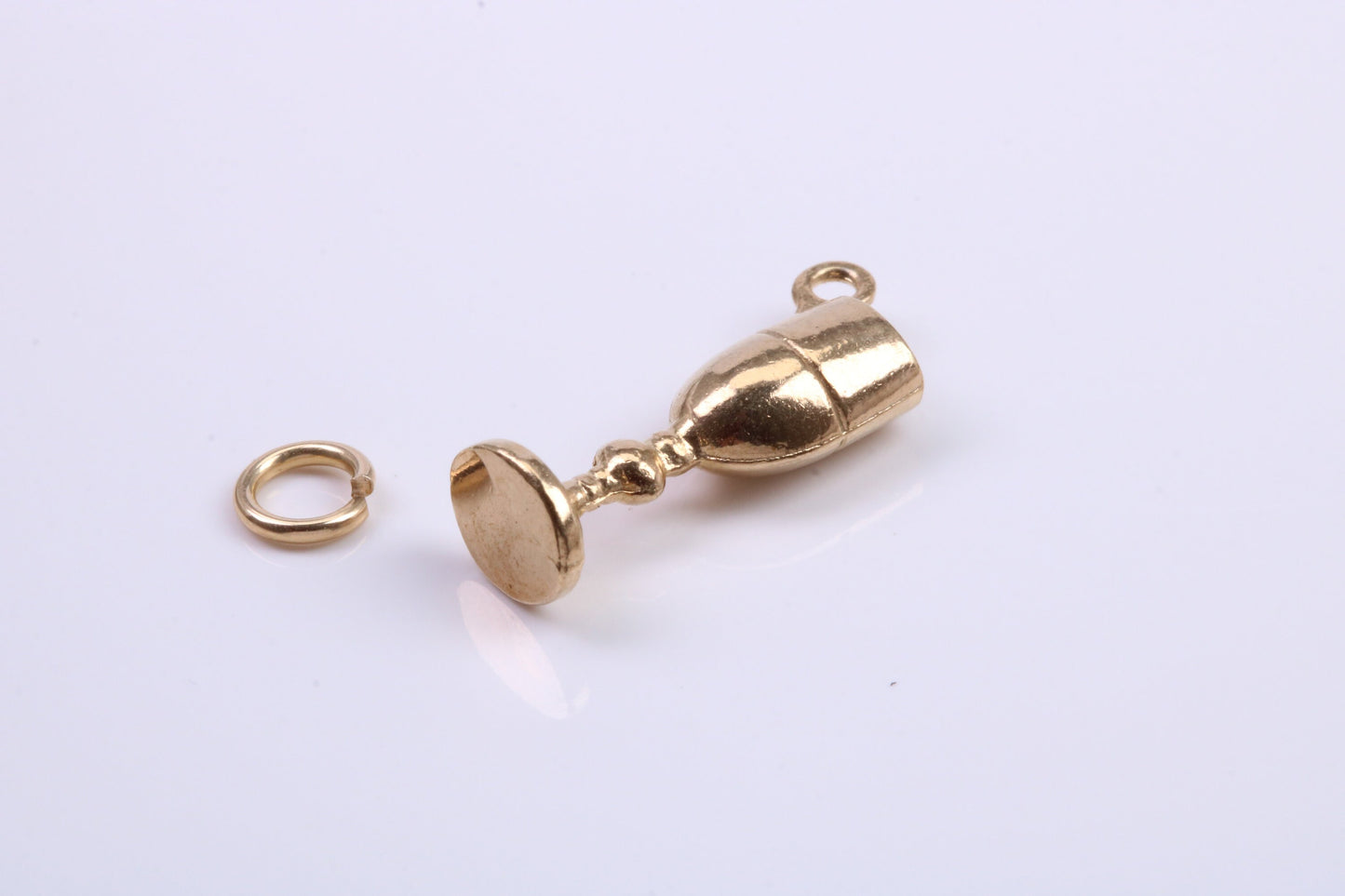Wine Goblet Charm, Traditional Charm, Made from Solid 9ct Yellow Gold, British Hallmarked, Complete with Attachment Link