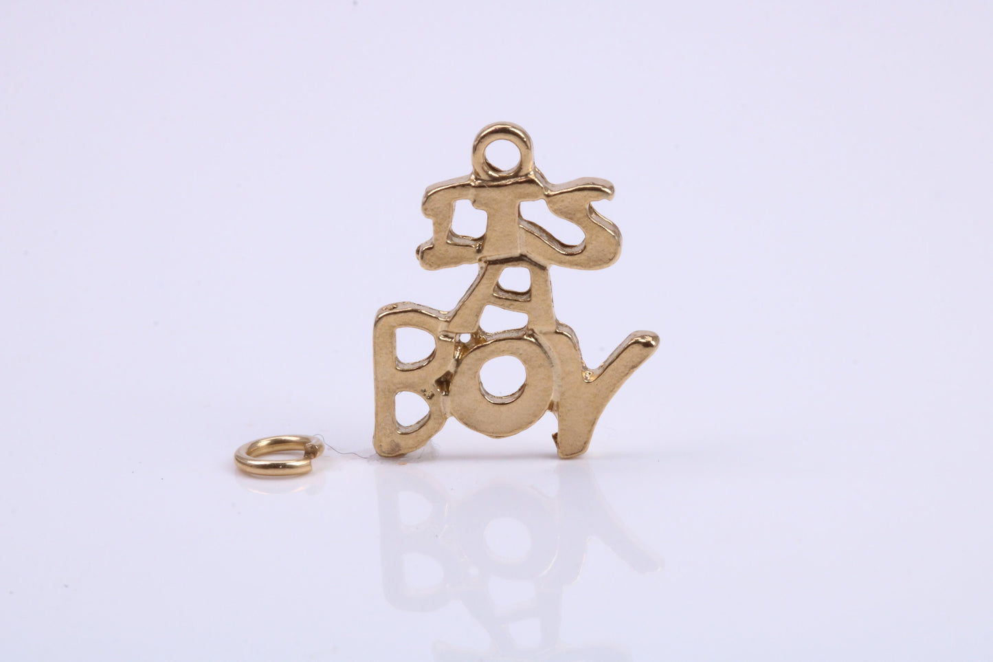It's A Boy Charm, Traditional Charm, Made from Solid 9ct Yellow Gold, British Hallmarked, Complete with Attachment Link