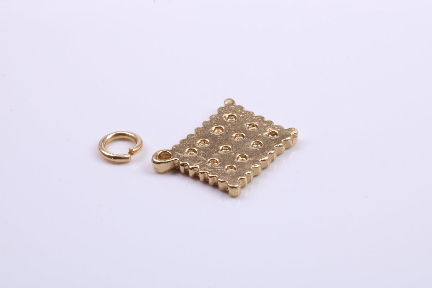 Cracker Biscuit Charm, Traditional Charm, Made from Solid 9ct Yellow Gold, British Hallmarked, Complete with Attachment Link