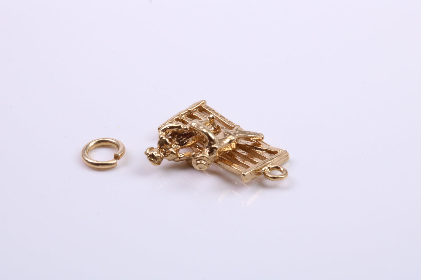 Natter by the Fence Charm, Traditional Charm, Made from Solid 9ct Yellow Gold, British Hallmarked, Complete with Attachment Link