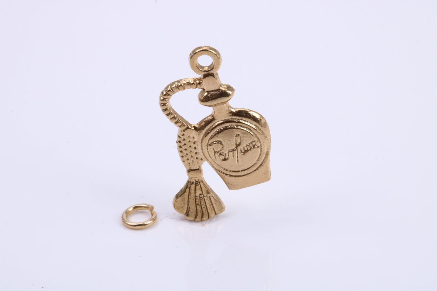 Perfume Bottle Charm, Traditional Charm, Made from Solid 9ct Yellow Gold, British Hallmarked, Complete with Attachment Link