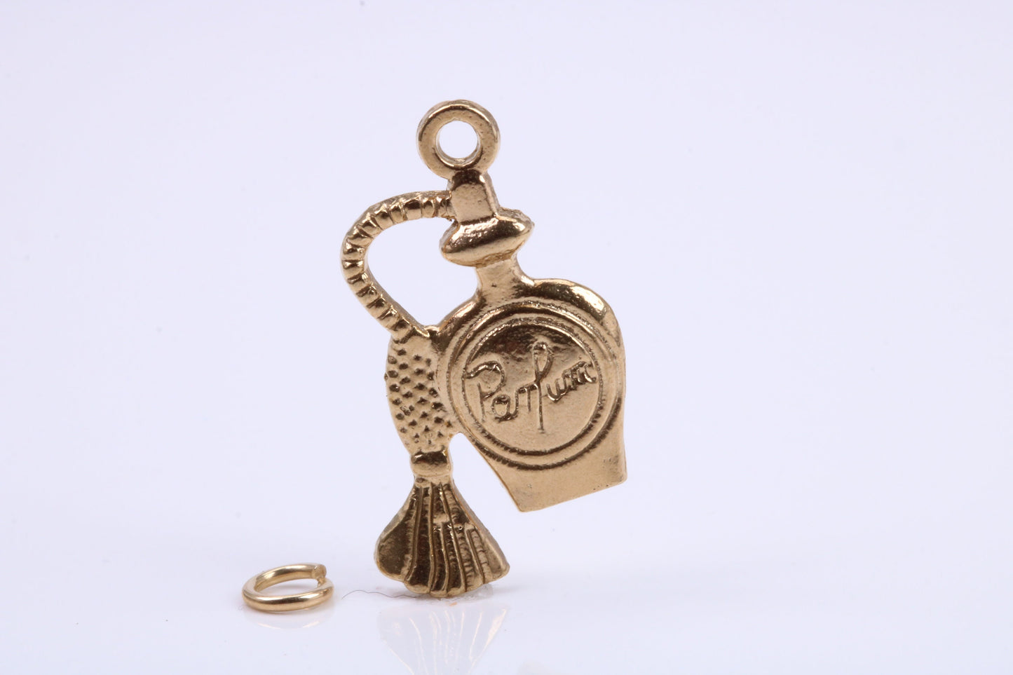 Perfume Bottle Charm, Traditional Charm, Made from Solid 9ct Yellow Gold, British Hallmarked, Complete with Attachment Link
