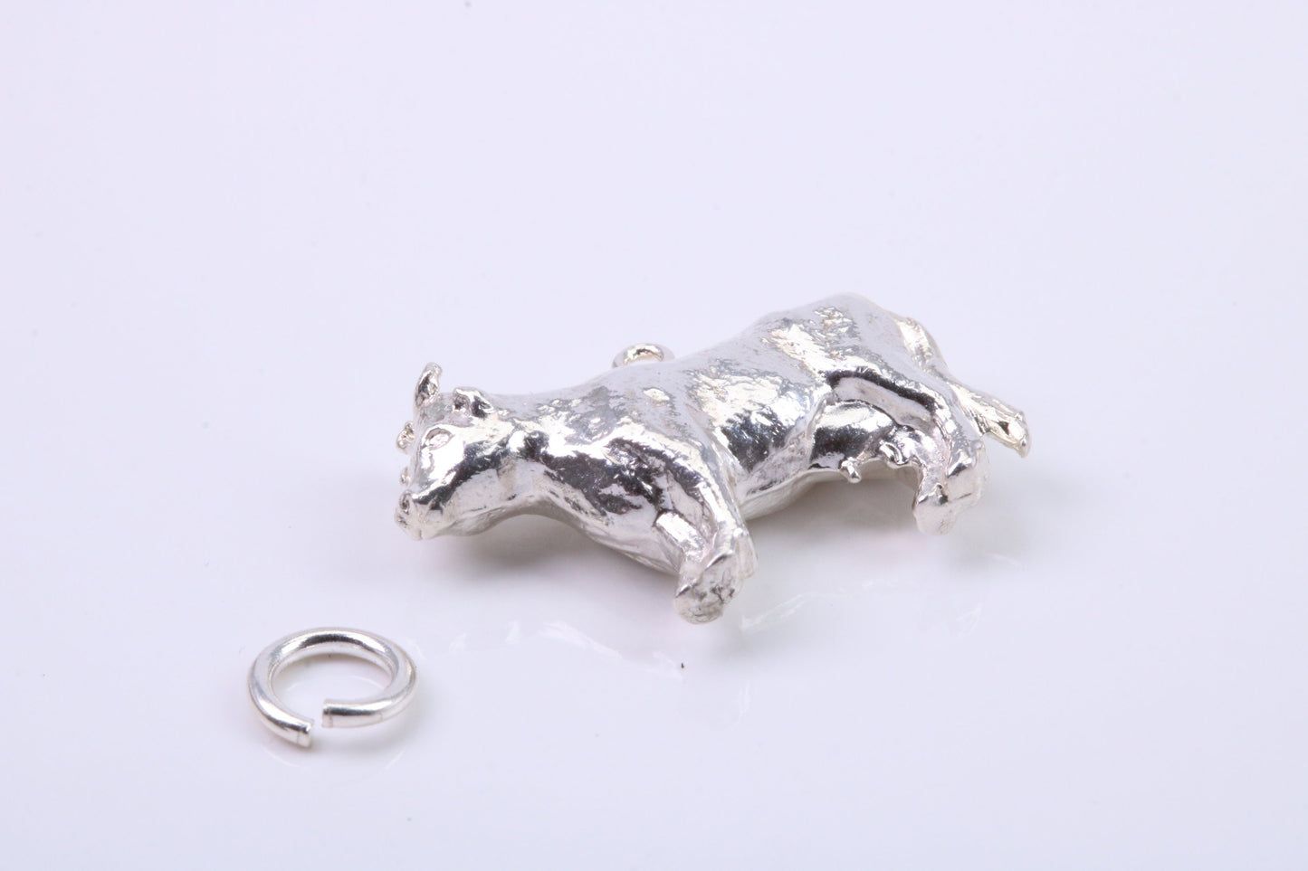 Cow Charm, Traditional Charm, Made from Solid 925 Grade Sterling Silver, Complete with Attachment Link