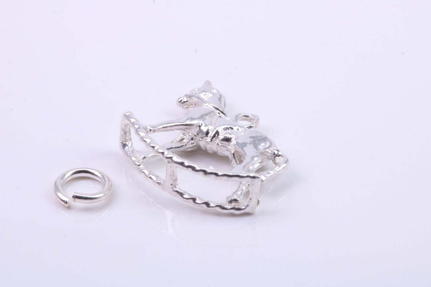 Rocking Horse Charm, Traditional Charm, Made from Solid 925 Grade Sterling Silver, Complete with Attachment Link