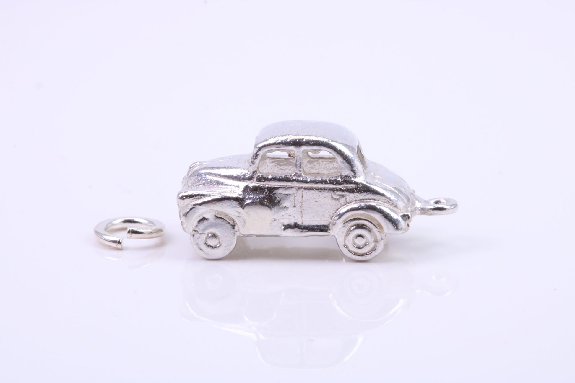 Car Charm, Traditional Charm, Made from Solid 925 Grade Sterling Silver, Complete with Attachment Link