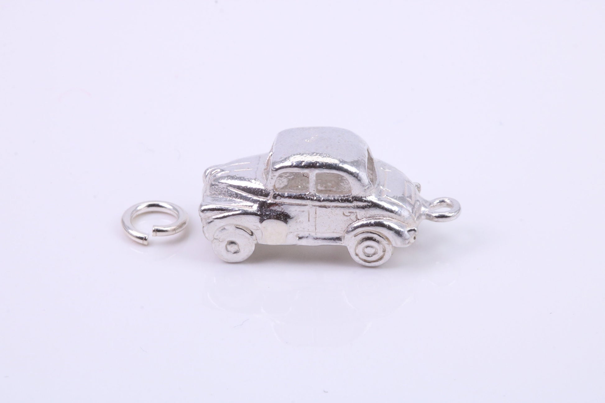 Car Charm, Traditional Charm, Made from Solid 925 Grade Sterling Silver, Complete with Attachment Link