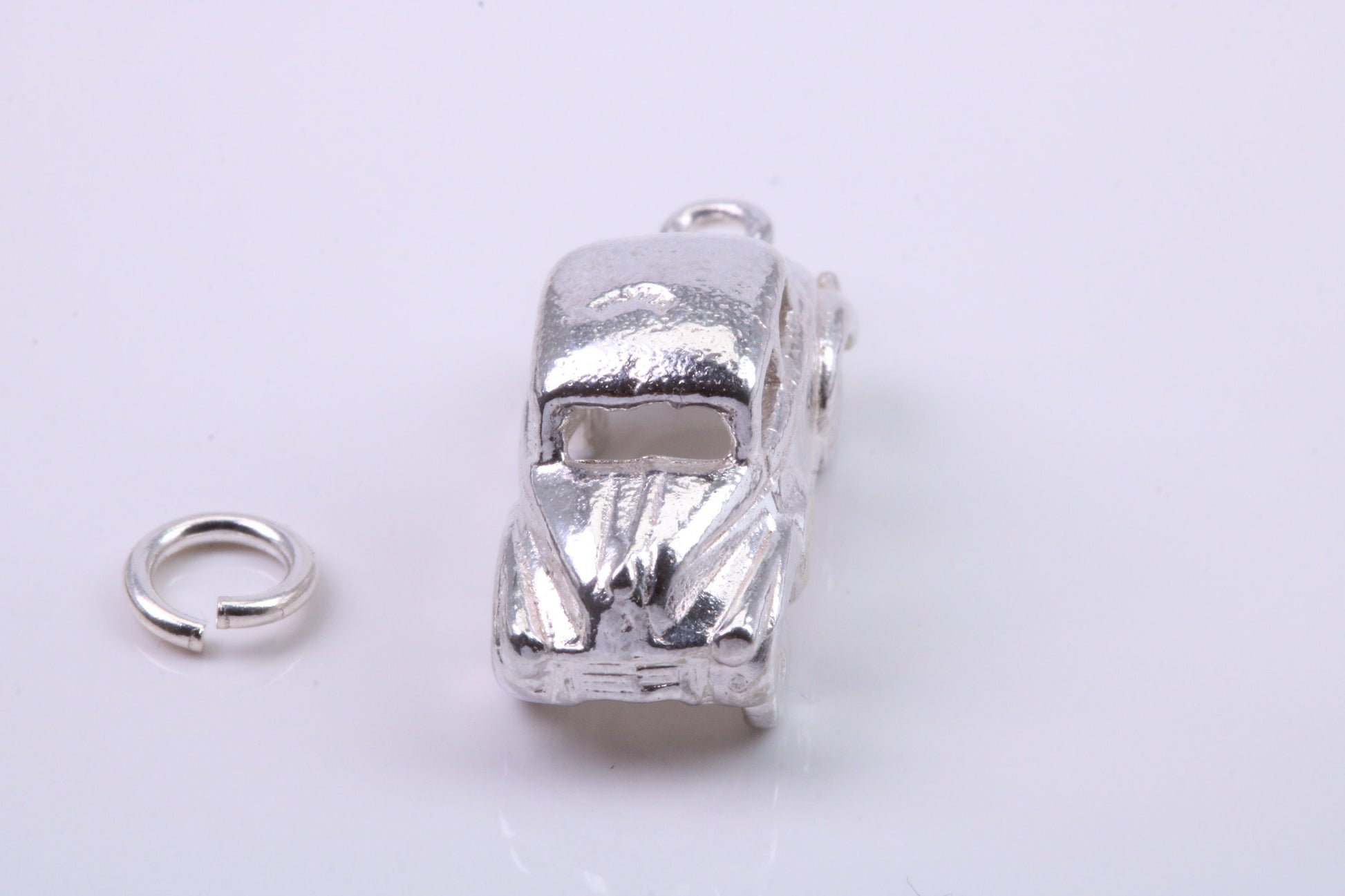 Car Charm, Traditional Charm, Made from Solid 925 Grade Sterling Silver, Complete with Attachment Link
