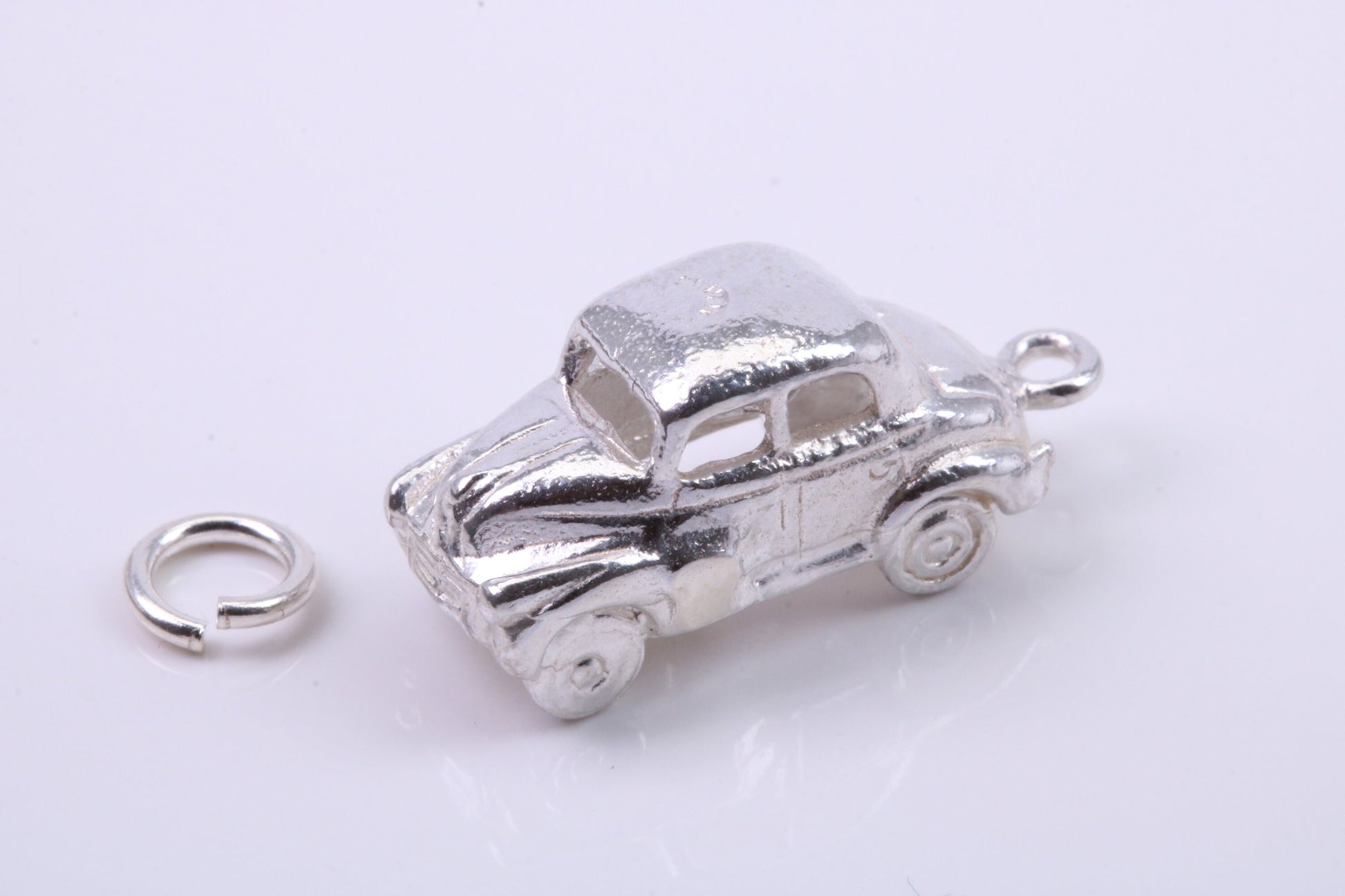 Car Charm, Traditional Charm, Made from Solid 925 Grade Sterling Silver, Complete with Attachment Link