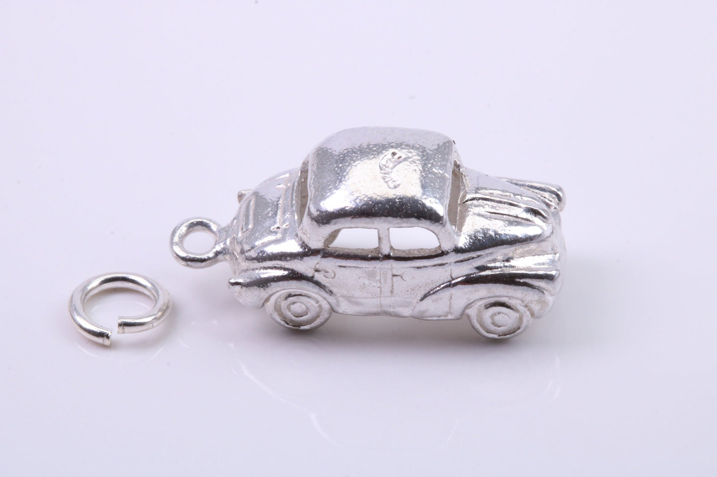 Car Charm, Traditional Charm, Made from Solid 925 Grade Sterling Silver, Complete with Attachment Link