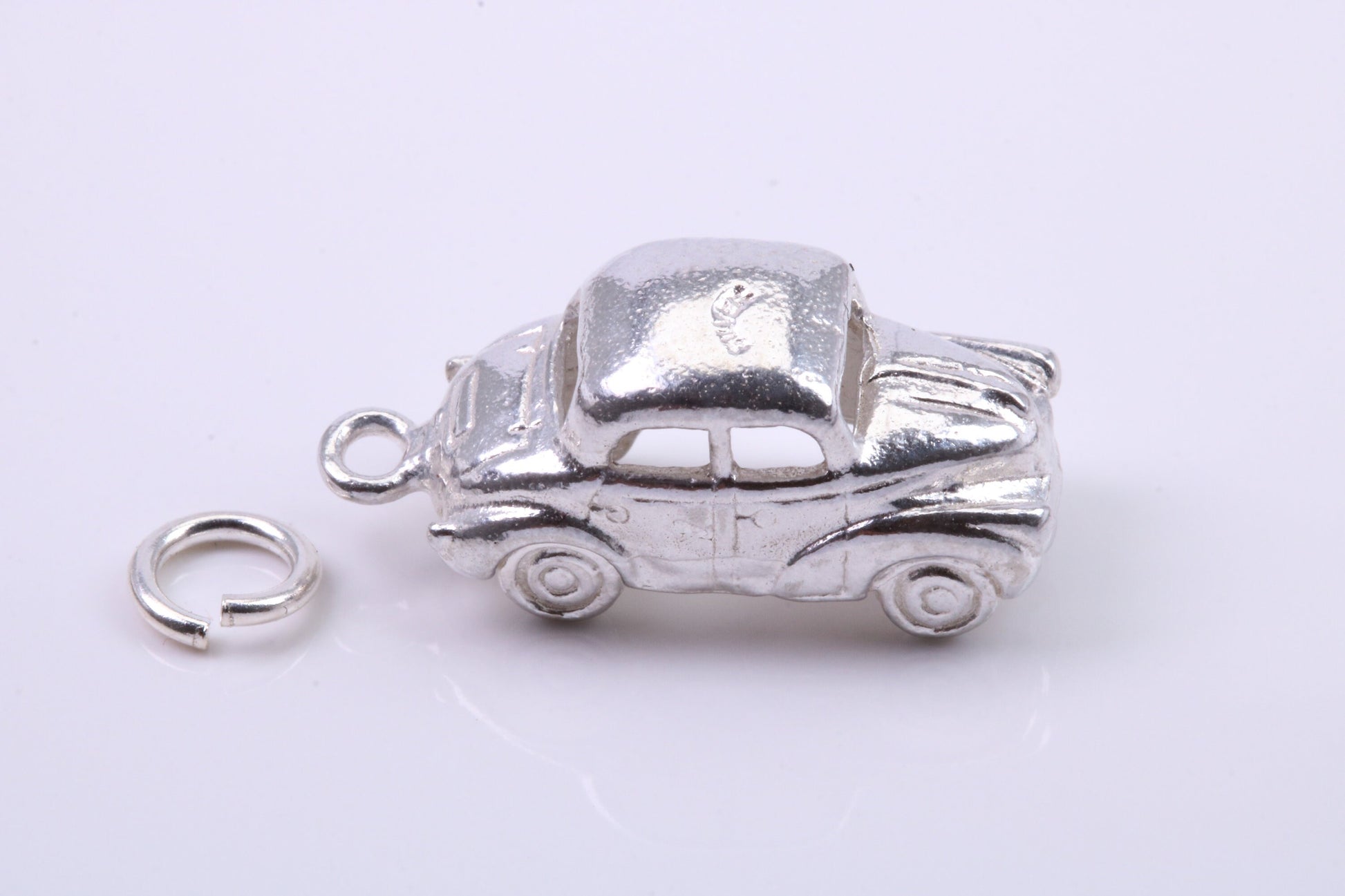 Car Charm, Traditional Charm, Made from Solid 925 Grade Sterling Silver, Complete with Attachment Link