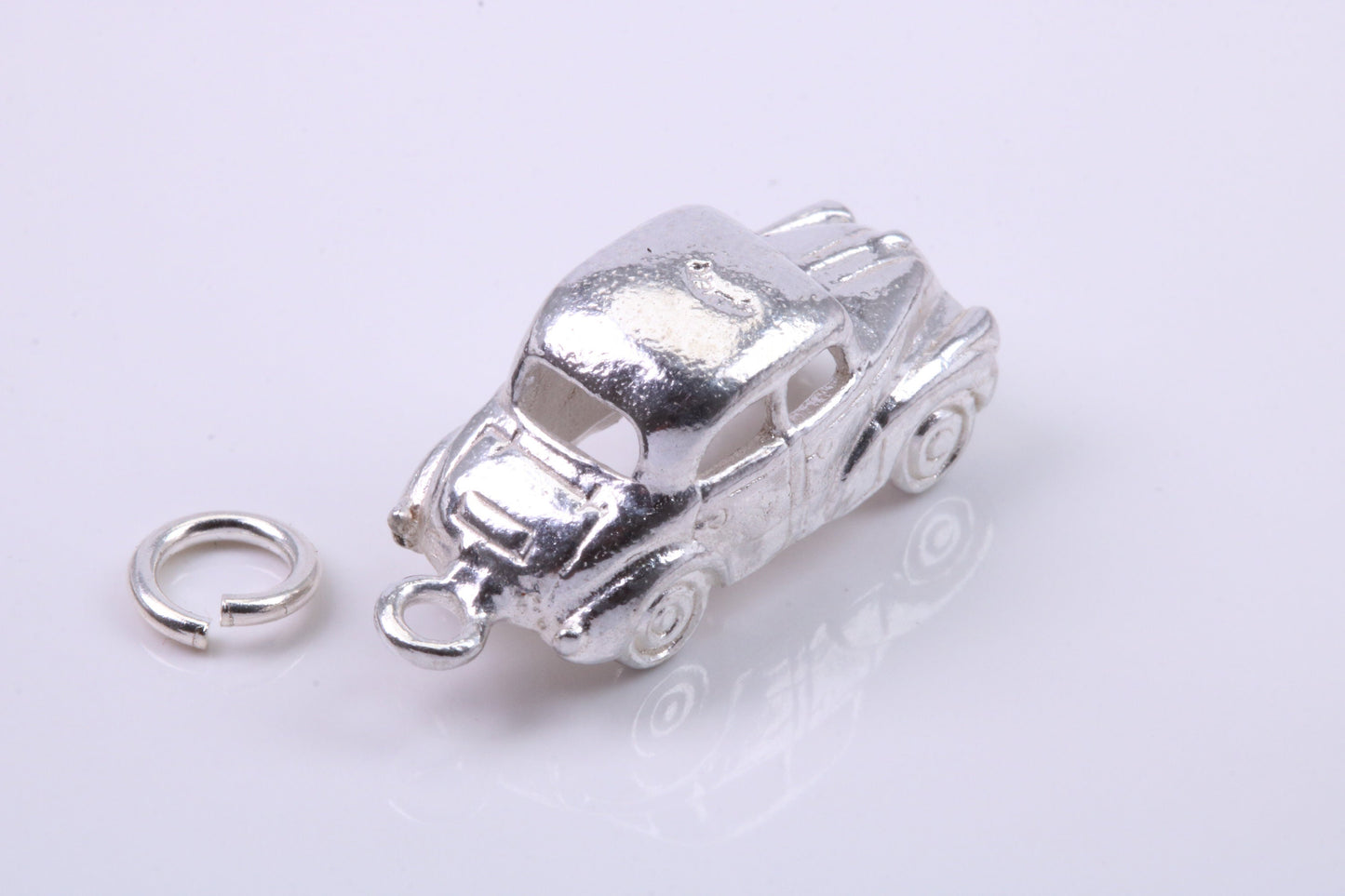 Car Charm, Traditional Charm, Made from Solid 925 Grade Sterling Silver, Complete with Attachment Link