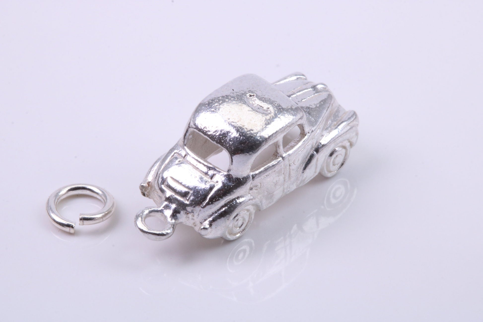 Car Charm, Traditional Charm, Made from Solid 925 Grade Sterling Silver, Complete with Attachment Link