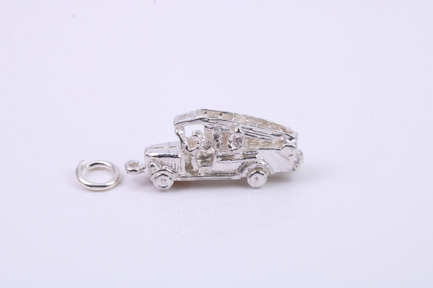 Fire Engine Charm, Traditional Charm, Made from Solid 925 Grade Sterling Silver, Complete with Attachment Link