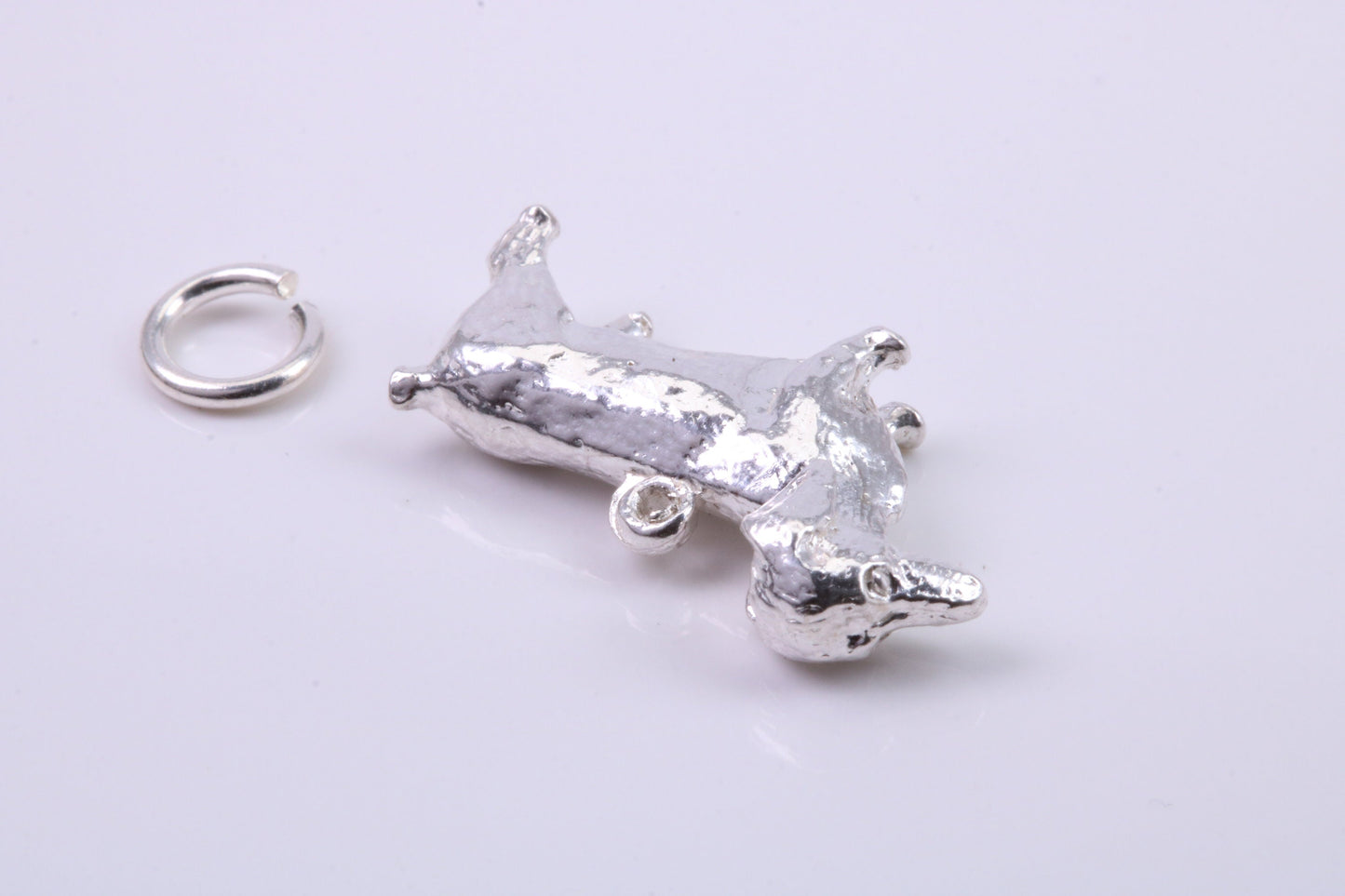 Dachshund Dog Charm, Traditional Charm, Made from Solid 925 Grade Sterling Silver, Complete with Attachment Link