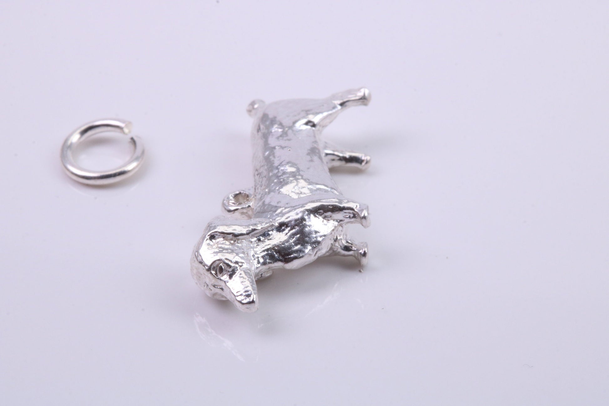 Dachshund Dog Charm, Traditional Charm, Made from Solid 925 Grade Sterling Silver, Complete with Attachment Link