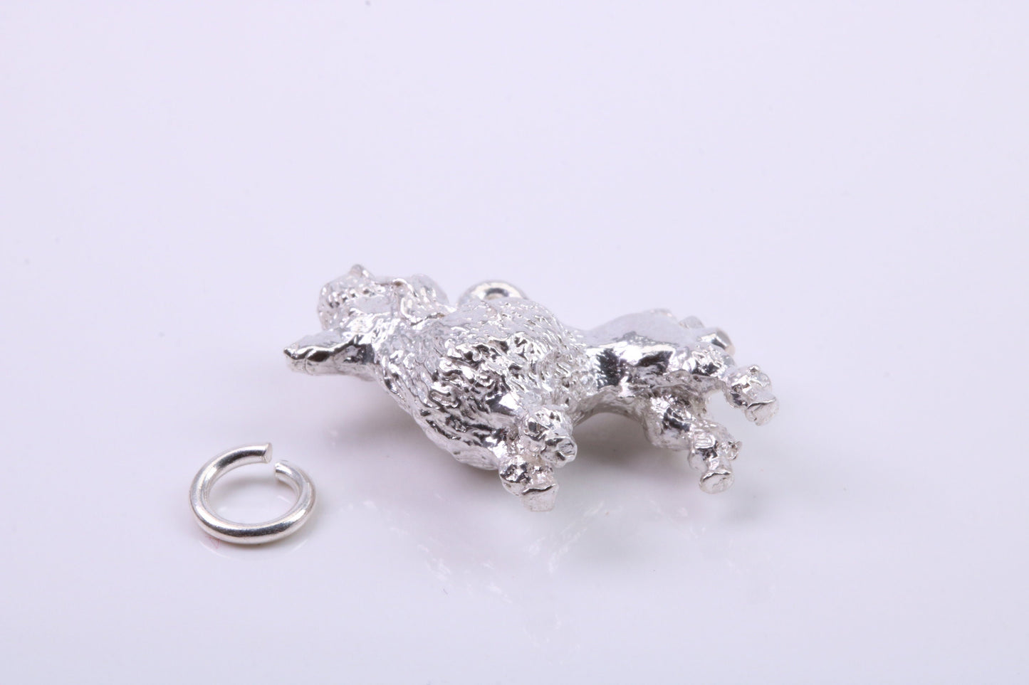 Large Poodle Dog Charm, Traditional Charm, Made from Solid 925 Grade Sterling Silver, Complete with Attachment Link