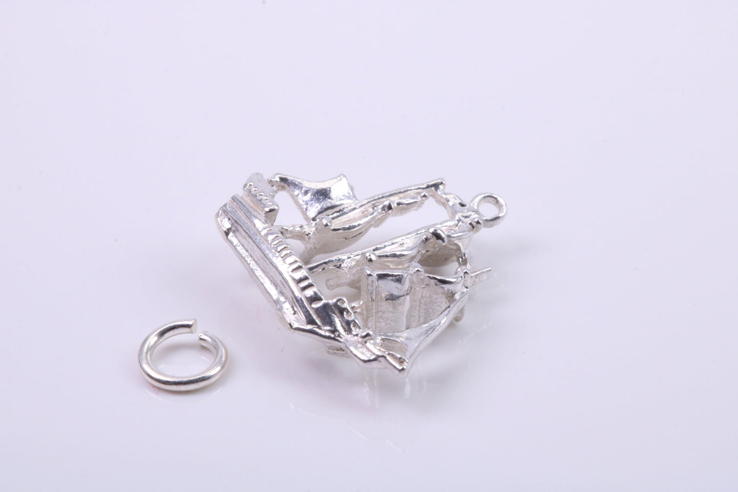 Sailing Boat Charm, Traditional Charm, Made from Solid 925 Grade Sterling Silver, Complete with Attachment Link