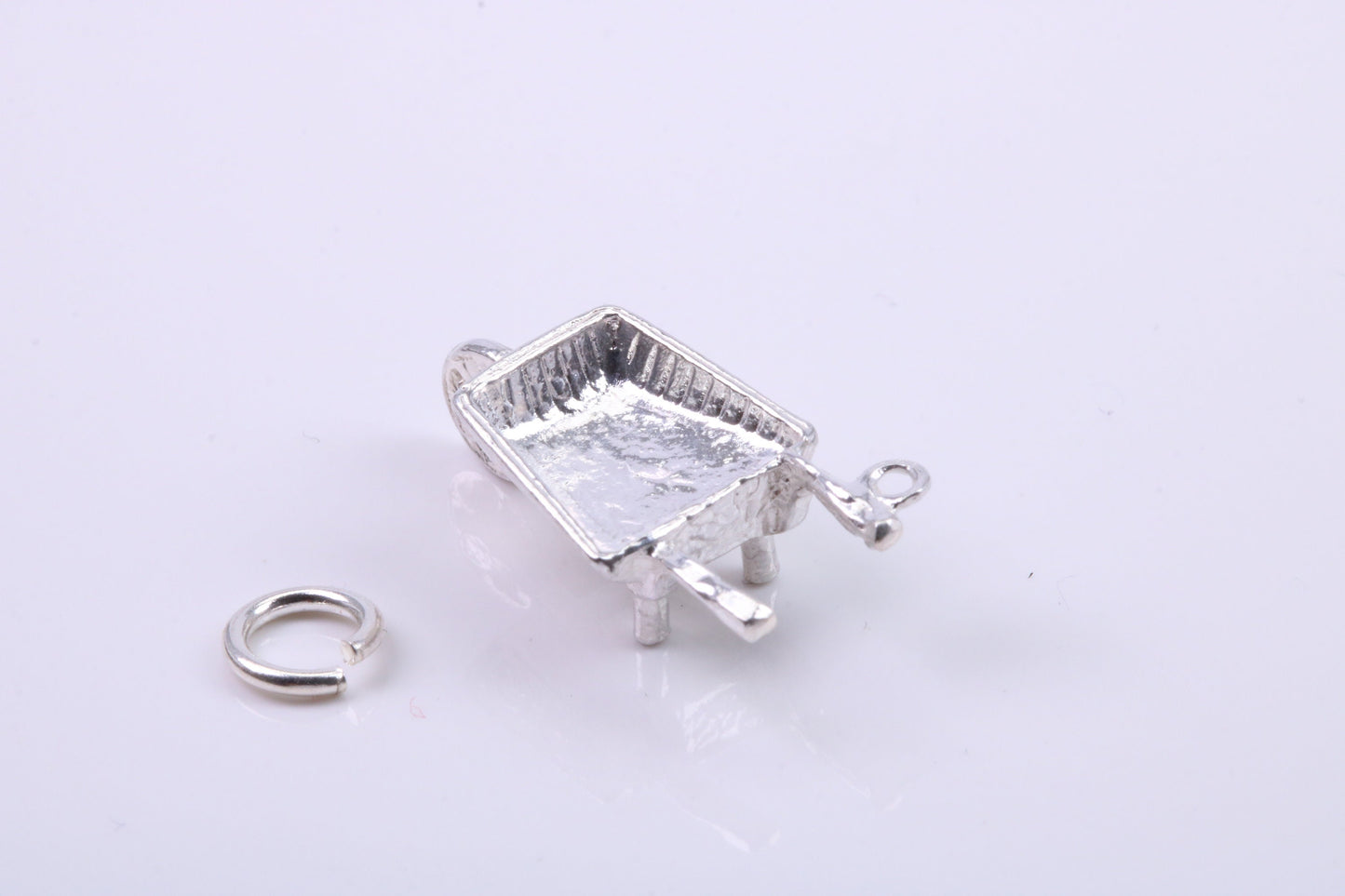 Wheel Barrow Charm, Traditional Charm, Made from Solid 925 Grade Sterling Silver, Complete with Attachment Link