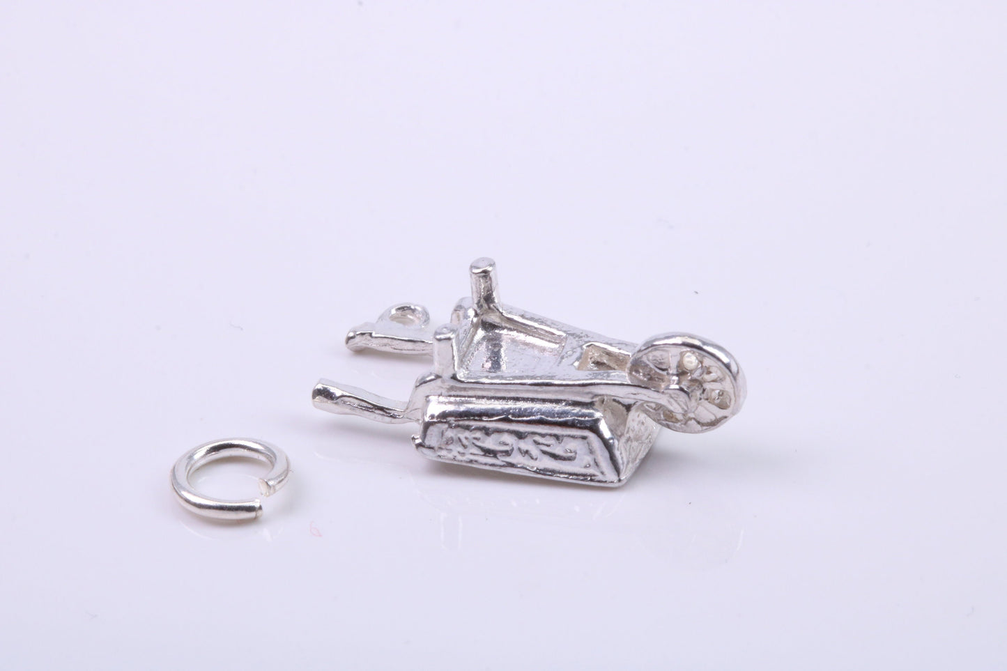 Wheel Barrow Charm, Traditional Charm, Made from Solid 925 Grade Sterling Silver, Complete with Attachment Link