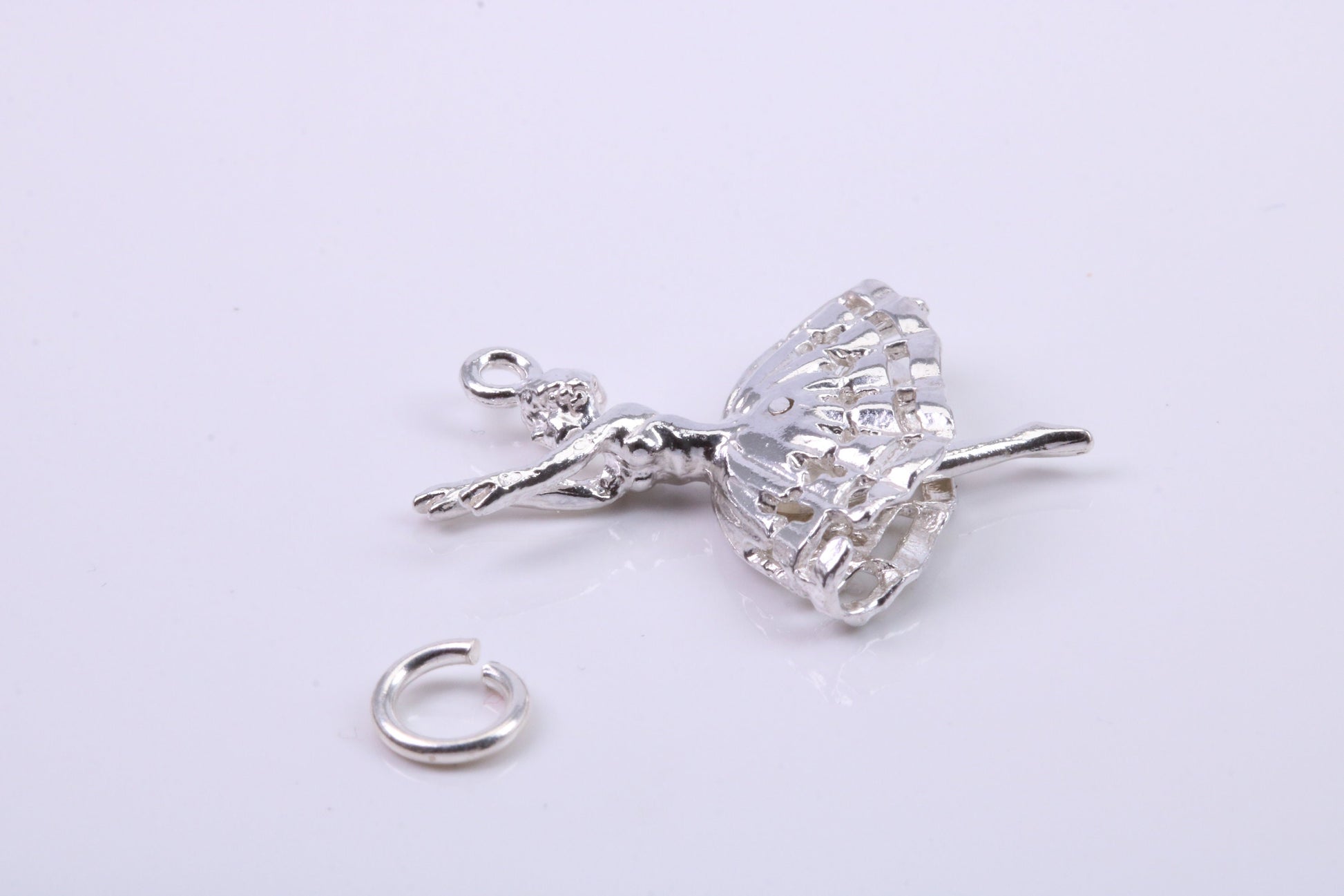 Ballerina Charm, Traditional Charm, Made from Solid 925 Grade Sterling Silver, Complete with Attachment Link