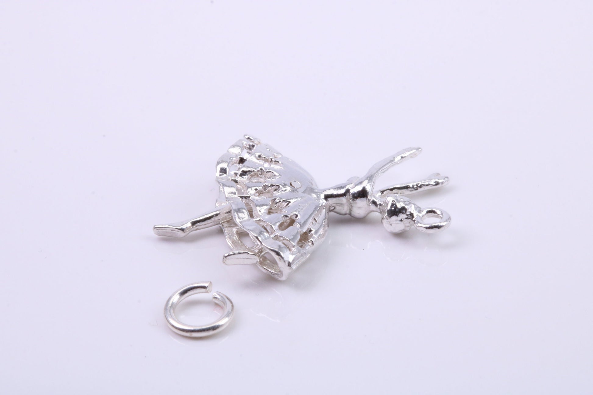 Ballerina Charm, Traditional Charm, Made from Solid 925 Grade Sterling Silver, Complete with Attachment Link