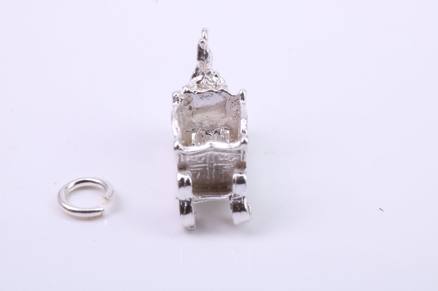 Princess Carriage Charm, Traditional Charm, Made from Solid 925 Grade Sterling Silver, Complete with Attachment Link