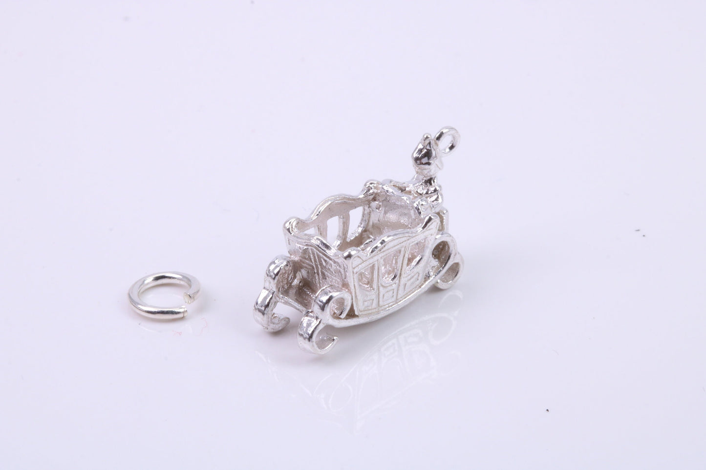 Princess Carriage Charm, Traditional Charm, Made from Solid 925 Grade Sterling Silver, Complete with Attachment Link