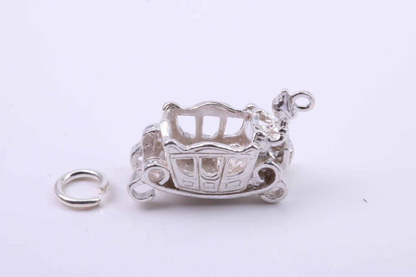 Princess Carriage Charm, Traditional Charm, Made from Solid 925 Grade Sterling Silver, Complete with Attachment Link
