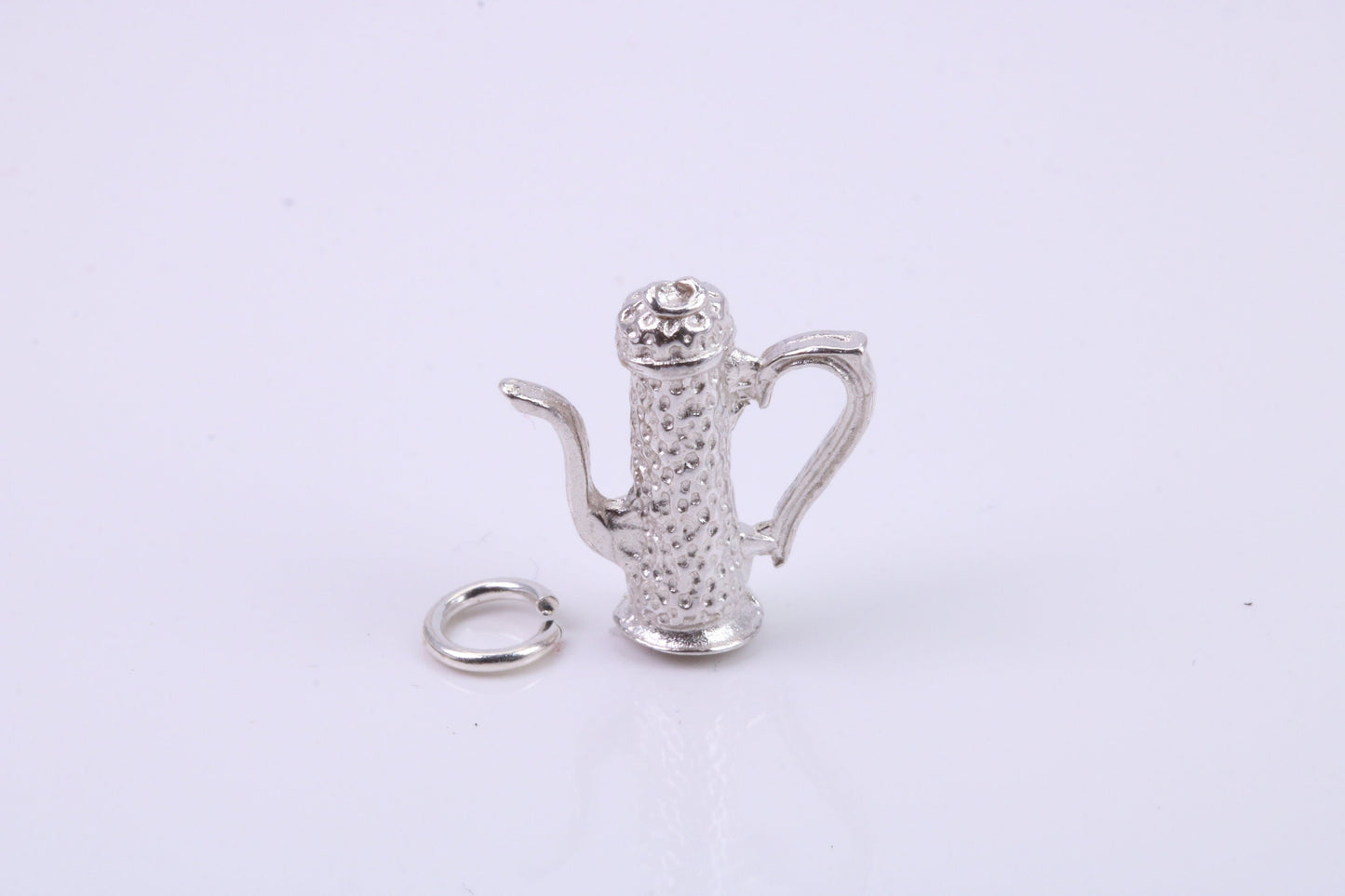 Coffee Pot Charm, Traditional Charm, Made from Solid 925 Grade Sterling Silver, Complete with Attachment Link
